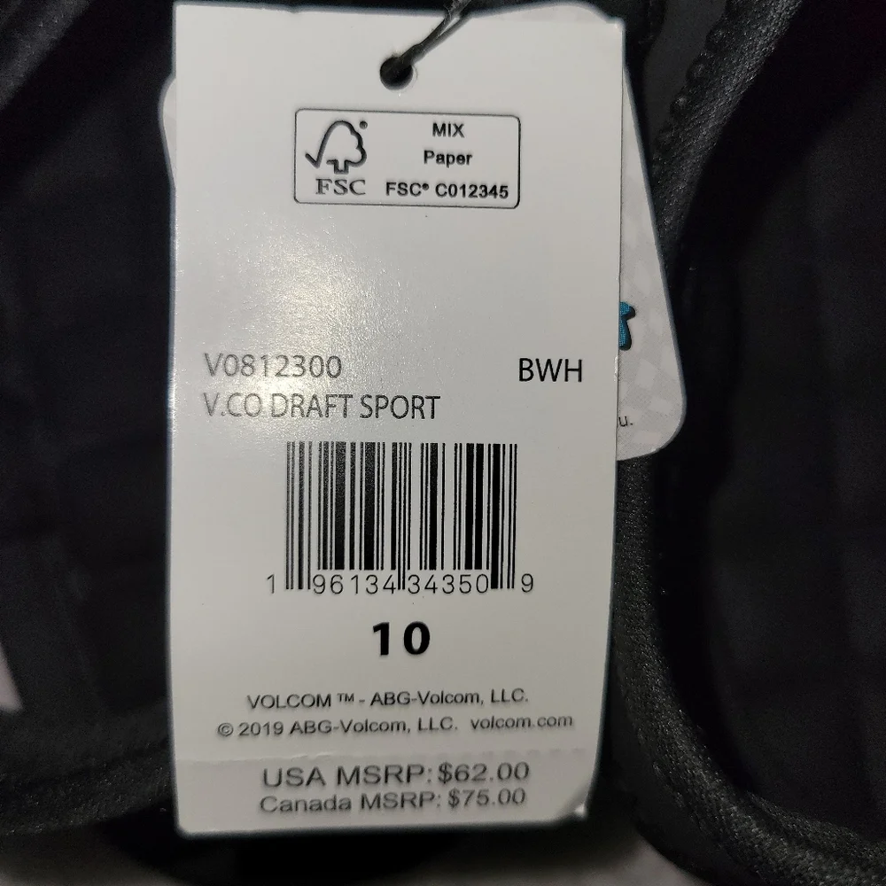 Volcom V.Co Draft Sport Sandals Black Water Friendly Comfort Foam Size 10 NWT